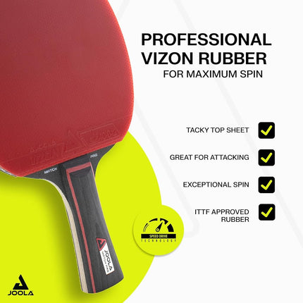 JOOLA Duo PRO Table Tennis Set of 2 Table Tennis Bats + 3 Balls + Cover Red/Black 6 Pieces