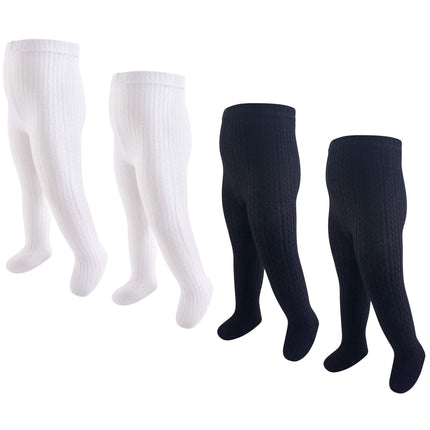 Hudson Baby girls Cotton Rich Tights, Black White 