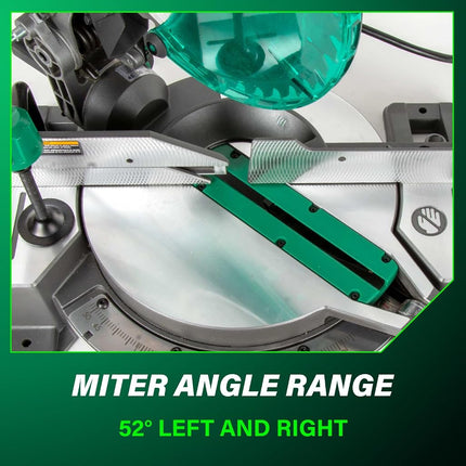 Metabo HPT - 10" Composite Miter Saw, Xact Cut LED Shadow Line System, Precision Miter Angles, 0-45° Single Bevel, 40T TCT Blade, Positive Stops, Lightweight Design