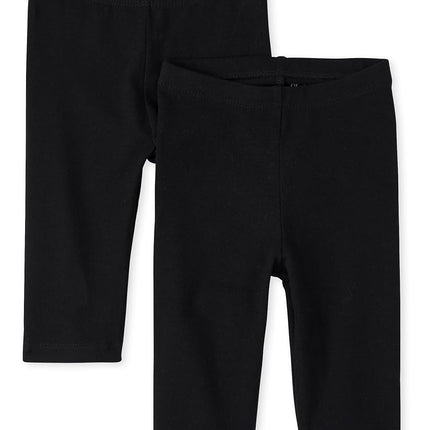 The Children's Place Baby Girls' Capri Leggings 2 Pack, Black/Black, 18-24 Months