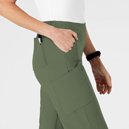 WonderWink 5155POLIVXXSP W123 Women's Flat Front Double Cargo Pant, Olive, Petite-XXS Size