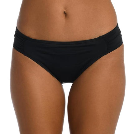 La Blanca Women's Island Goddess Side Shirred Hipster Bikini Swimsuit Bottom, Negro, 8