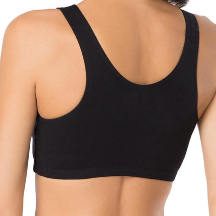 Fruit of the Loom Women's Tank Style Cotton Sports Bra, Black/White/White/Red 4-Pack, 36 (Pack of 4)