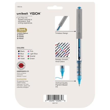 uni-ball Vision Rollerball Pens, Fine Point (0.7mm), Black, 12 Count