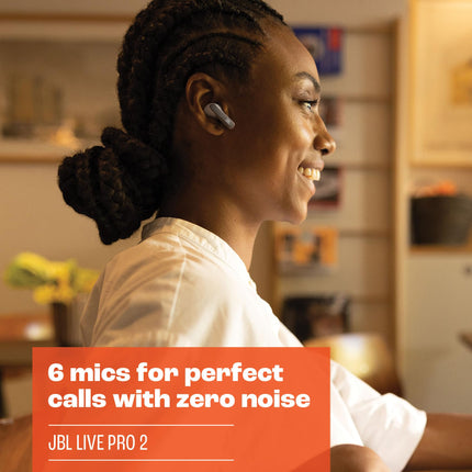 JBL Live Pro 2: 40 Hours of Playtime, True Adaptive Noise Cancelling, Smart Ambient, and Beamforming mics (Blue), Small