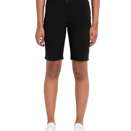 IZOD Women's Juniors Uniform Skinny Bermuda Stretch Twill Short, Black, 5