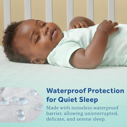 Sealy Baby Stain Protection Waterproof Crib Mattress Protector Cover, Fitted Toddler Bed Pad, Protective Sheet for Boys and Girls Bedding, Noiseless & Machine Washable/Dryer Friendly 52x28 - White