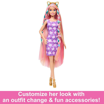 Barbie Fun & Fancy Set, Fashion Doll with Extra-Long Color-Streaked Blonde Hair, Clothes & Styling Accessories, JDC85