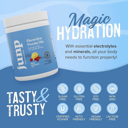 JUNP Hydration Electrolyte Powder (90 Servings, Berry Lemonade)