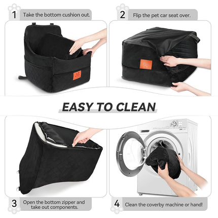 GL GLENSLAVE Siège Auto pour Chien pour Petits/Moyens Chiens, Siège Auto pour Chien avec Rembourrage Épais pour Moins de 16 kg, Siège Auto Amovible et Lavable pour Animaux de Compagnie (Noir)