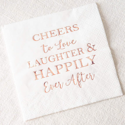 LIUNOVIP Crisky 100 Pcs Bridal Shower Napkins Disposable Cocktail Napkins 3-Ply Rose Gold Foil Text Beverage Napkins for Engagement Party Decorations & Wedding Shower