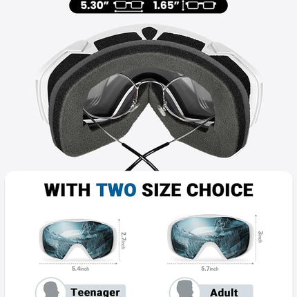 OutdoorMaster Ski Goggles with Cover, Anti-Fog OTG Snow/Snowboard Goggles