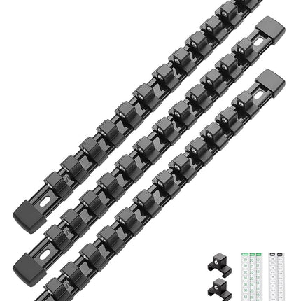 ALOANES 3 PC ABS Socket Organizer, 1/2 inch, Drive