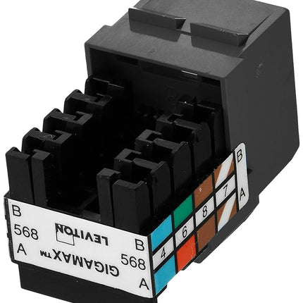 Leviton QuickPort Cat 5e 8-Wire T568A/B Wiring Connector, 5G108-AE5, Black