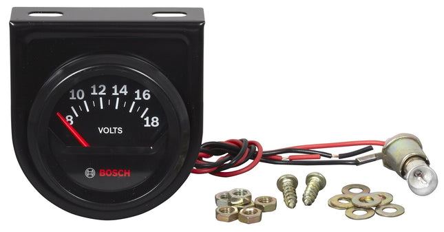 BOSCH SP0F000051 Style Line 2" Electrical Voltmeter Gauge (Black Dial Face, Black Bezel)