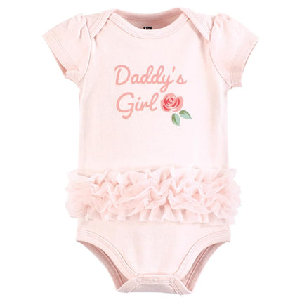 Hudson Baby Unisex Baby Cotton Bodysuits, Coral Floral Daddys Girl, 18-24 Months