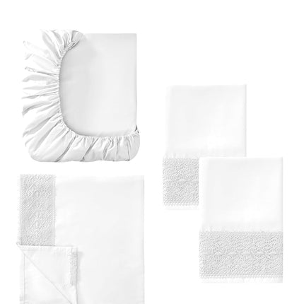 Modern Threads Pacific Coast Textiles 3 PIECE CROCHET LACE MICROFIBER SHEET SET WHITE TWIN, Microfibre