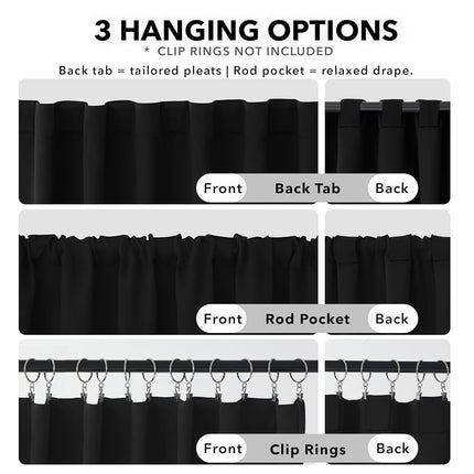 Deconovo Blackout Curtains 84 Inch Long, 2 Panels for Bedroom, Black