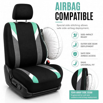 FH GROUP FB033MINT102 Modernistic Mint Bucket Seat Cover, Set of 2