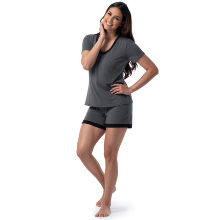 Fruit of the Loom Women's Plus Size Sleeve Tee and Short 2 Piece Sleep Set, Soft Grey, 4X