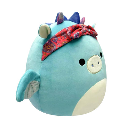 Squishmallows Original 7.5-Inch - Tatiana the Dark Teal Dragon with Bandana