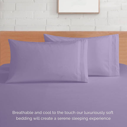 Elegant Comfort Luxurious 1500 Premium Hotel Quality Microfiber 4-Piece Sheet Set, 18-24 Inches Deep - Extra Deep Pocket Sheets - Ultra Soft 4PC Deep Pocket Sheets, Twin/Twin XL, Lavender