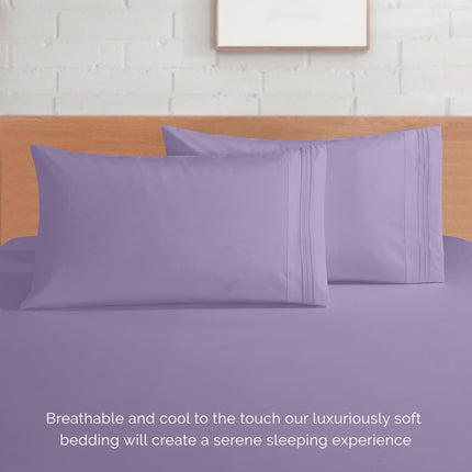 Elegant Comfort Luxurious 1500 Premium Hotel Quality Microfiber 4-Piece Sheet Set, 18-24 Inches Deep - Extra Deep Pocket Sheets - Ultra Soft 4PC Deep Pocket Sheets, King, Lavender