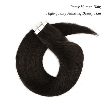 ABH AMAZINGBEAUTY HAIR Tape In Hair Extensions 22 Inch Natural Black #1B