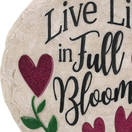 Spoontiques - Garden Décor - Life in Full Bloom Stepping Stone - Decorative Stone for Garden