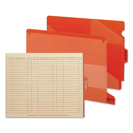 Smead End Tab Poly Out Guide, Two Pocket, Bottom Position Tab, Letter Size, Red, 25 per Box (61950)