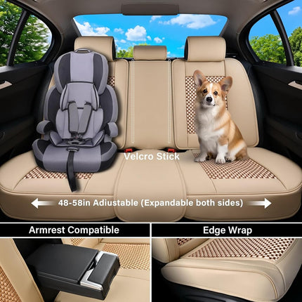 Housses de siège en cuir Coverado pour voiture, housses de siège de voiture imperméables complètes, housse de siège de voiture convertible 2 en 1, accessoires de voiture universels pour la plupart des voitures, SUV et camions beiges