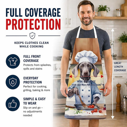 Caroline's Treasures Weimaraner The Chef Apron Cooking Kitchen Server Baking Crafts Gardening for Adult Women Men, Unisex, Large, Multicolor
