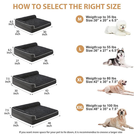 BFPETHOME Orthopedic Dog Bed for Large Dogs - Waterproof Sofa with Removable Washable Cover, Nonskid Bottom, and Waterproof Lining