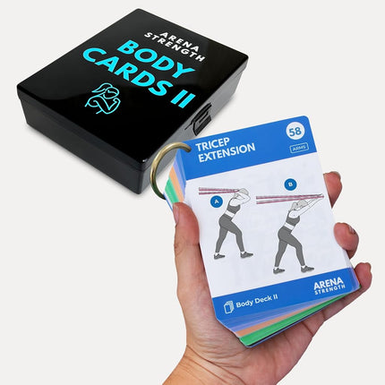 Ejercicios con el Anclaje para Puerta Arena Strength, Mazo Simple para Entrenamientos con Bandas de Resistencia. 64 Cartas (53 Ejercicios Anclados + 8 Rutinas Prediseñadas)