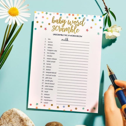 Baby Shower 2-in-1 Word Game | 5" x 7" | 12 Pcs