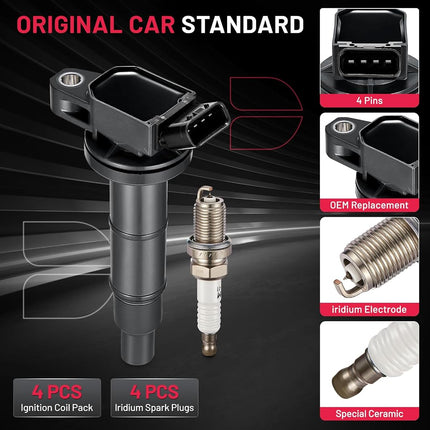 BDFHYK Ignition Coil UF333 and Spark Plug 7092 for Toyota Camry 2002-2011