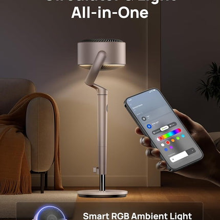Ventilateur sur pied Dreo, ventilateurs silencieux à moteur CC avec Wi-Fi pour chambre à coucher, or