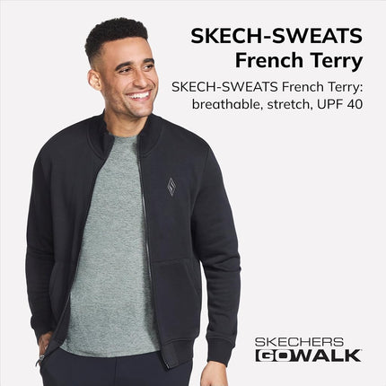 Skechers Men's Cozy Fit Hoodless Hoodie , Black/White, 2XL