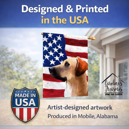 Caroline's Treasures CK6436CHF Black Mouth Cur Dog American Flag Flag Canvas House Size, Large, multicolor