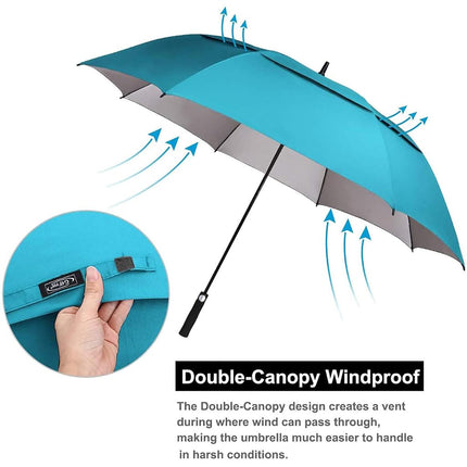 G4Free 54/62/68 Inch Extra Large Windproof Golf Umbrella UV Protection Automatic Open Double Canopy Vented Sun Rain Umbrella Oversize Stick Umbrellas