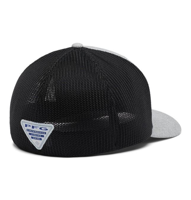 Columbia Unisex PFG Fish Flag Mesh Ball Cap-High Crown, Cool Grey Heather/Grill/US Fish Flag, Large/X-Large