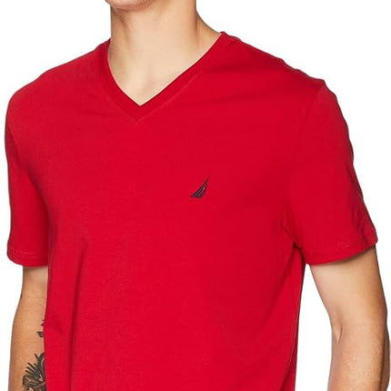 Nautica mensShort Sleeve Solid Slim Fit V-Neck T-Shirt Short Sleeve T-Shirt - red - XXL