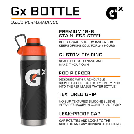 Botella de acero inoxidable Gatorade Gx, 32 oz