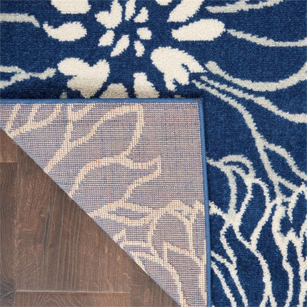 Nourison Home Passion 6' Runner Navy Ivory Fabric Contemporary Area Rug (6' Runner)