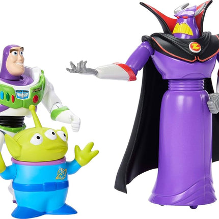 Mattel Disney Pixar Storytellers Story Intergalactic 3-Pack of Action Figures, 4-Inch Scale Buzz Lightyear, Zurg & Alien Posable Toys