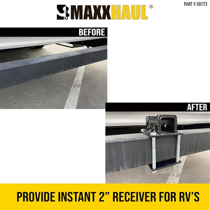 MaxxHaul 50173 Hitch Receiver 2" x 2" Adapter for 4 inch Square RV Bumpers