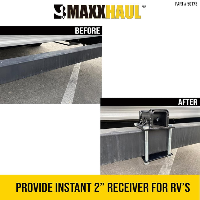 MaxxHaul 50173 Hitch Receiver 2" x 2" Adapter for 4 inch Square RV Bumpers