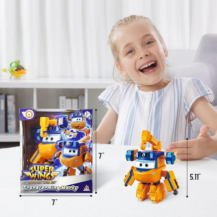 Super Wings YW780234 Transformation Plane Supercharged Marty, 5-Inch Toy Figure for Kids, Toy Plane and Robot Figure for 3+ Years Old Boys Girls