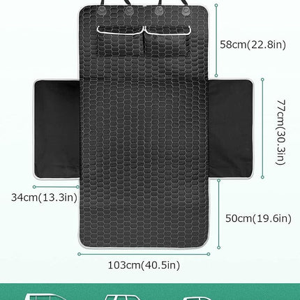 Oasser SUV Cargo Liner for Dogs, Waterproof Cargo Cover Pet Trunk Mat with Bumper Flap Protector 2 Large Pockets