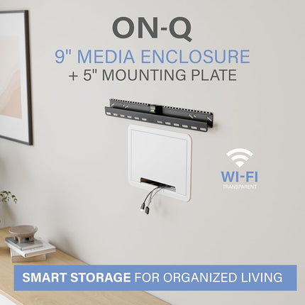 Legrand - OnQ 9 In. Media Enclosure, Wall Cable Management to Organize System Devices, Home Networking Panel Dual Purpose In Wall Enclosure for Device Storage, Media Box, White, ENP0905NAV1